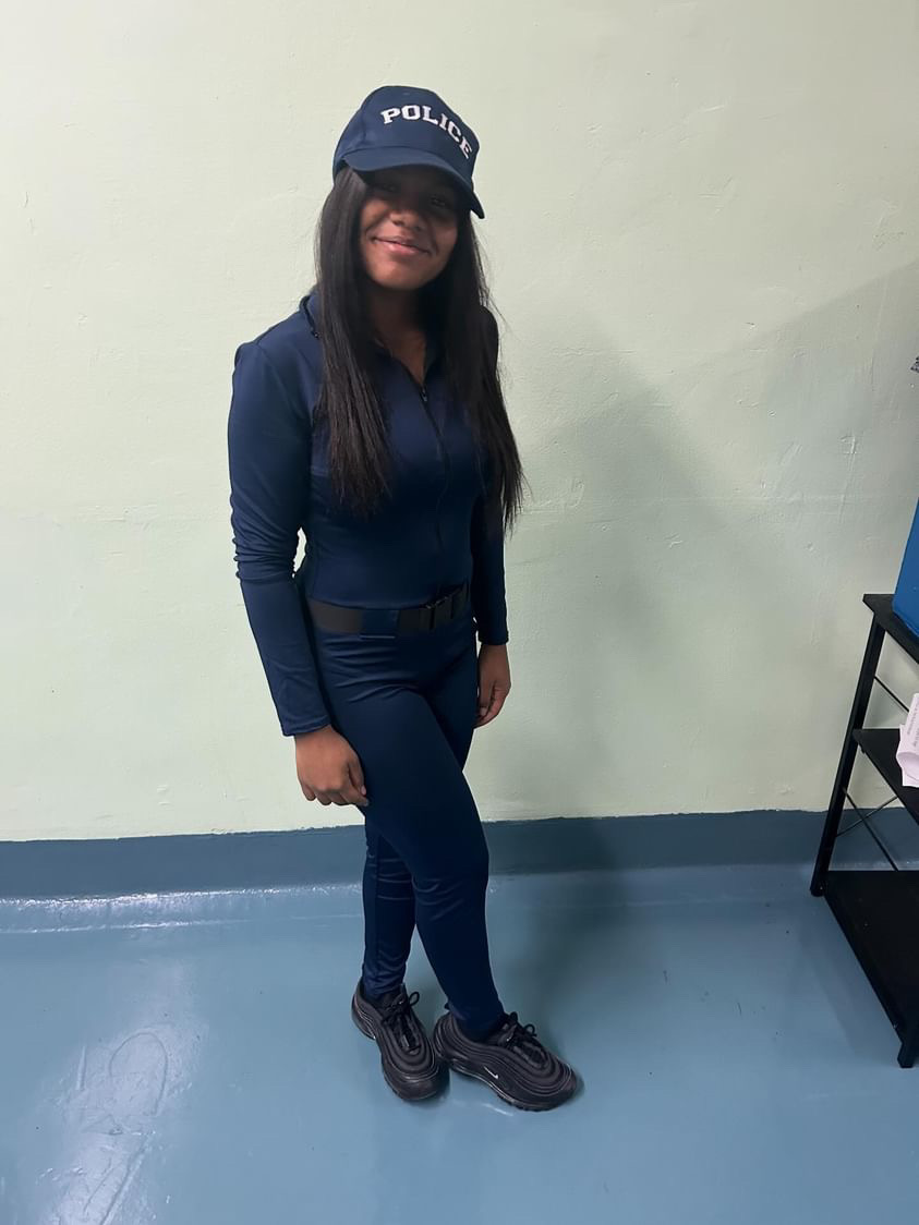 Wekeysha Estevez-Munoz, sophomore, dressed as a police officer