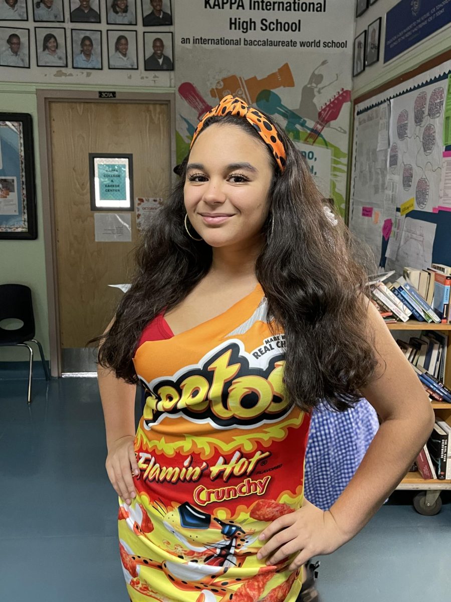 Destiny Mercado, 9th grade, came as a hot Cheetos bag